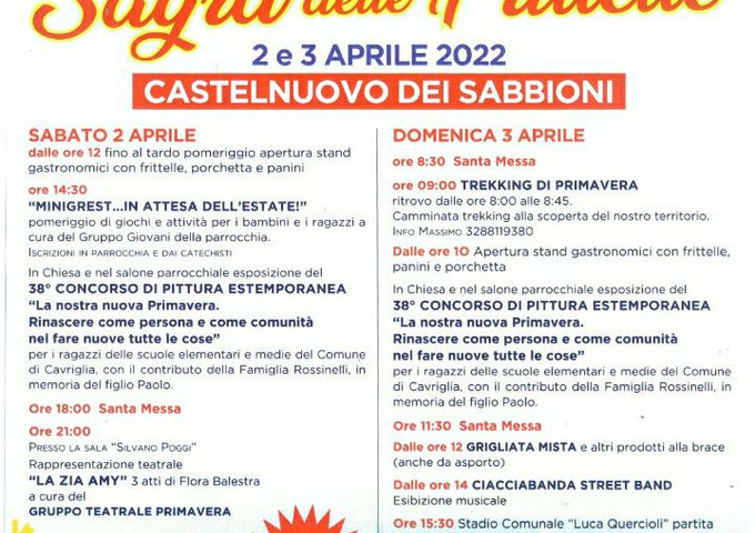 A Castelnuovo dei Sabbioni torna la “Festa della Primavera”: il 2 e 3 aprile molti eventi all'insegna dello spirito di Comunità