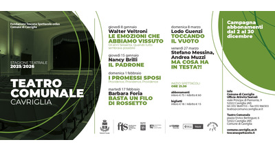 Al via dal 2 dicembre la campagna abbonamenti per la Stagione Teatrale 2026