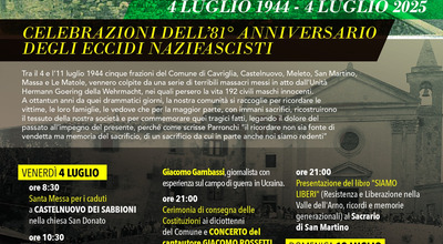 Il programma delle celebrazioni in occasione della ricorrenza degli eccidi del 4 luglio 1944